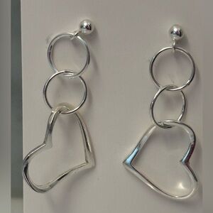 Silver Heart Dangle Earrings